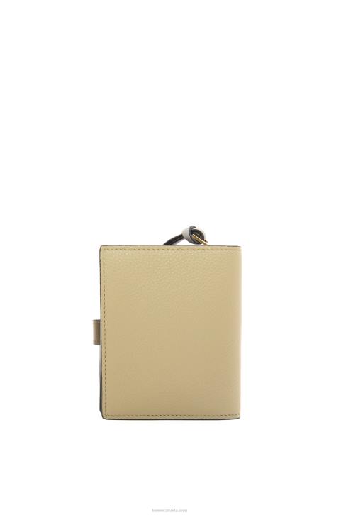 Loewe Compact zip wallet in soft grained calfskin 688V1211 Women Sage Green/Dark Khaki Green