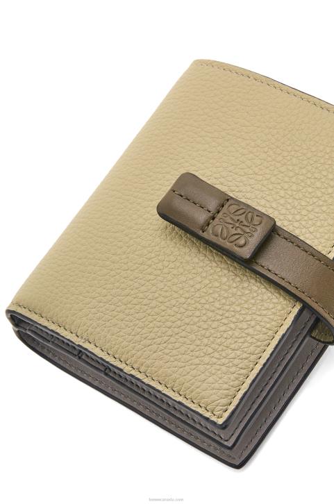 Loewe Compact zip wallet in soft grained calfskin 688V1211 Women Sage Green/Dark Khaki Green