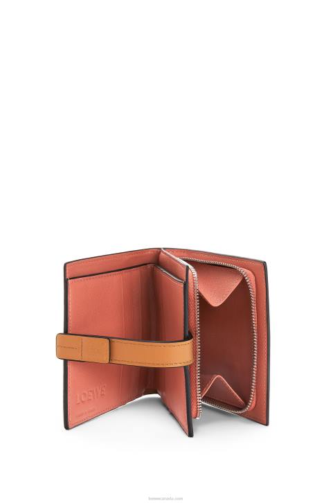 Loewe Compact zip wallet in soft grained calfskin 688V1222 Women Light Oat/Honey