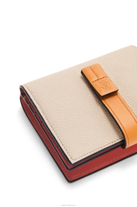 Loewe Compact zip wallet in soft grained calfskin 688V1222 Women Light Oat/Honey