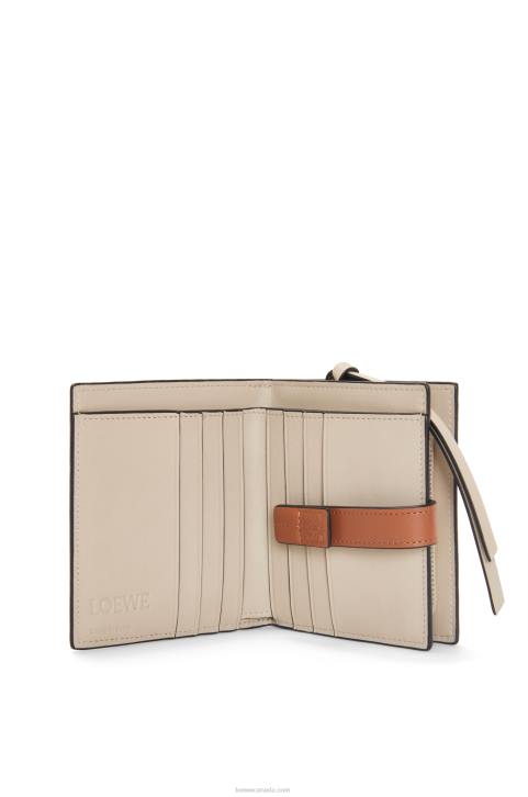 Loewe Compact zip wallet in soft grained calfskin 688V1226 Women Rosemary/Tan