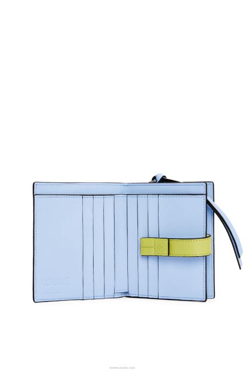 Loewe Compact zip wallet in soft grained calfskin 688V1229 Women Soft White/Lime Yellow