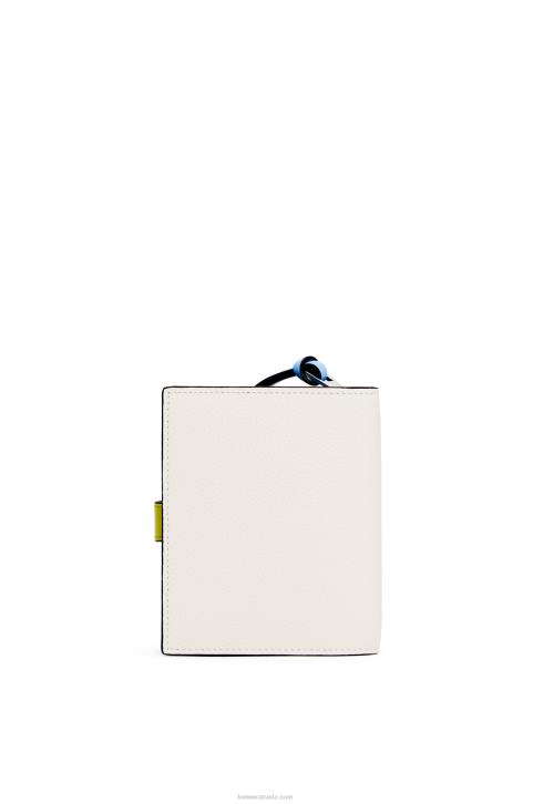Loewe Compact zip wallet in soft grained calfskin 688V1229 Women Soft White/Lime Yellow