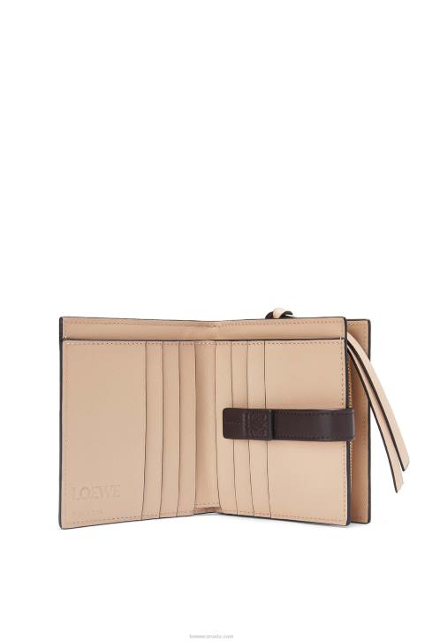 Loewe Compact zip wallet in soft grained calfskin 688V1244 Women Plumrose/Chocolate