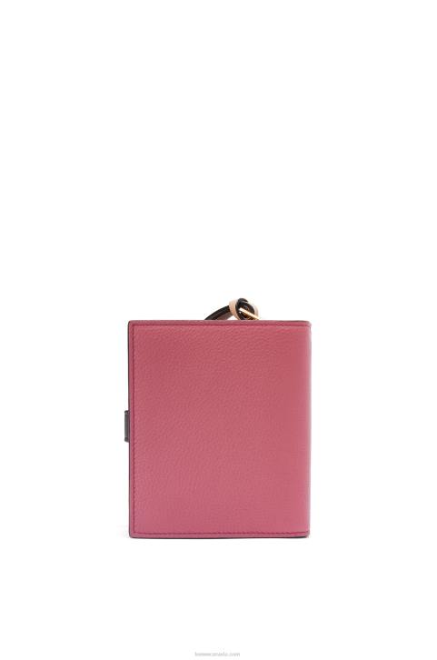 Loewe Compact zip wallet in soft grained calfskin 688V1244 Women Plumrose/Chocolate