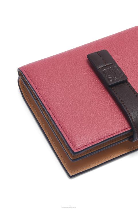 Loewe Compact zip wallet in soft grained calfskin 688V1244 Women Plumrose/Chocolate