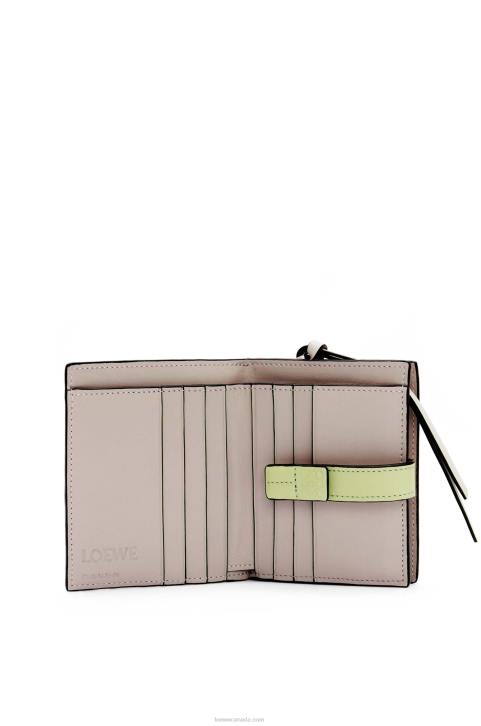 Loewe Compact zip wallet in soft grained calfskin 688V1253 Women Pearl Grey/Light Pale Green