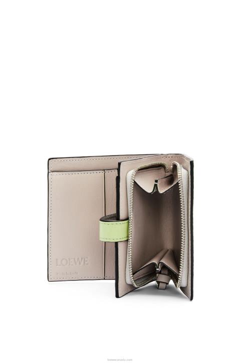 Loewe Compact zip wallet in soft grained calfskin 688V1253 Women Pearl Grey/Light Pale Green