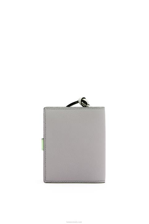 Loewe Compact zip wallet in soft grained calfskin 688V1253 Women Pearl Grey/Light Pale Green