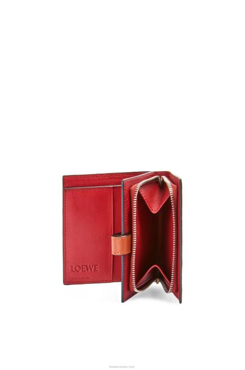 Loewe Compact zip wallet in soft grained calfskin 688V1257 Women Light Caramel/Pecan