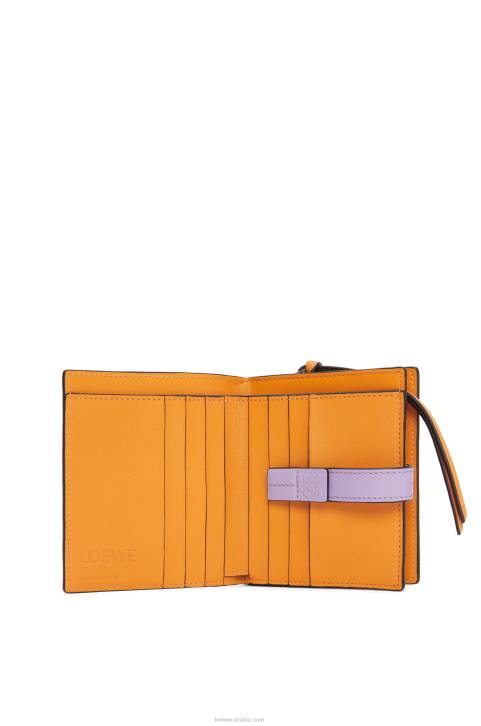 Loewe Compact zip wallet in soft grained calfskin 688V1268 Women Dark Butter/Mauve