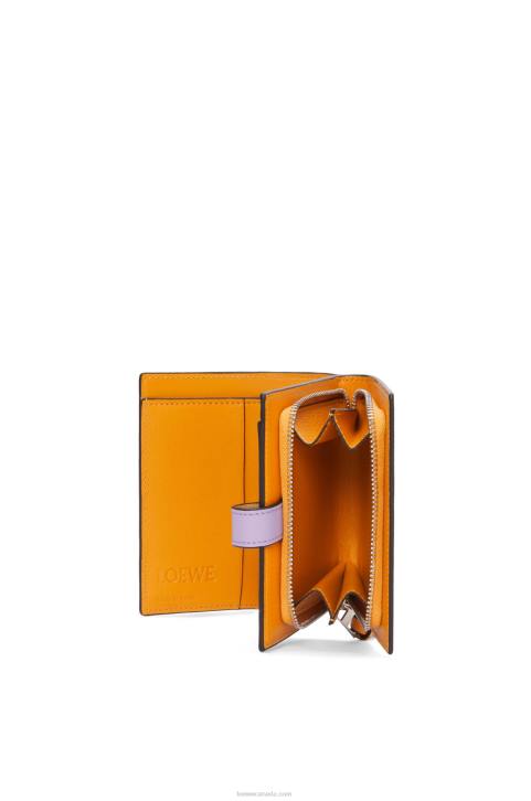 Loewe Compact zip wallet in soft grained calfskin 688V1268 Women Dark Butter/Mauve