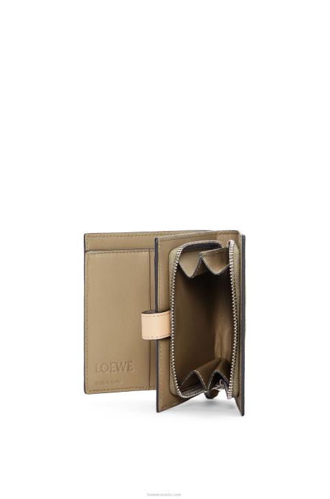 Loewe Compact zip wallet in soft grained calfskin 688V1288 Women Artichoke Green/Dusty Beige