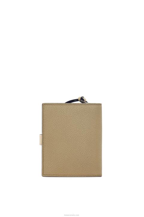 Loewe Compact zip wallet in soft grained calfskin 688V1288 Women Artichoke Green/Dusty Beige