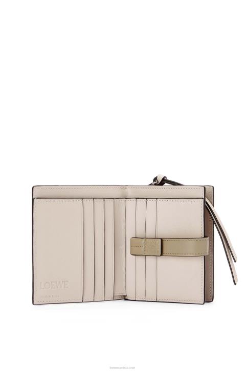 Loewe Compact zip wallet in soft grained calfskin 688V1308 Women Yellow/Clay Green