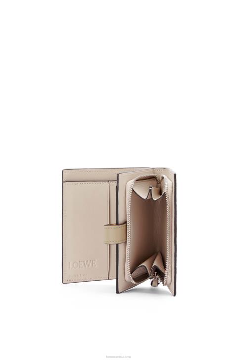 Loewe Compact zip wallet in soft grained calfskin 688V1308 Women Yellow/Clay Green