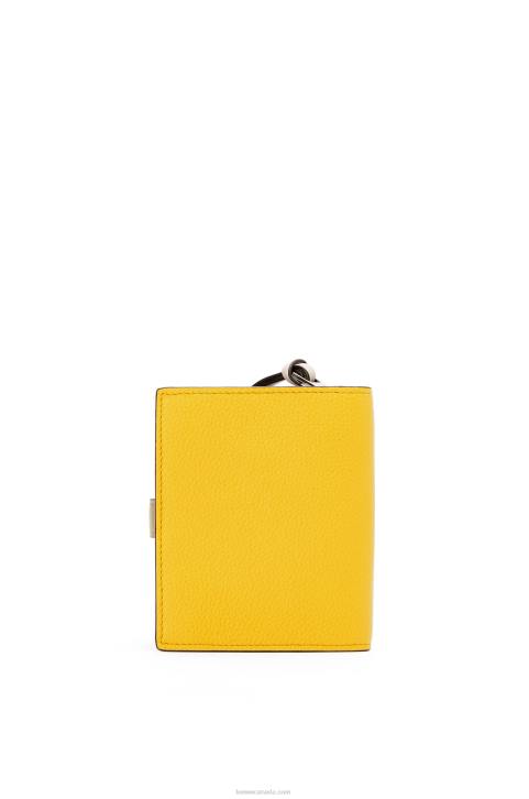 Loewe Compact zip wallet in soft grained calfskin 688V1308 Women Yellow/Clay Green