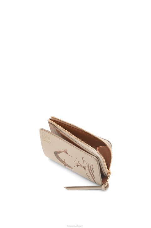 Loewe Fish slim zip wallet in classic calfskin 688V1302 Women Light Oat
