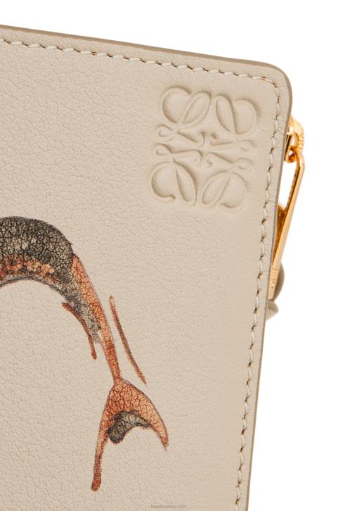 Loewe Fish slim zip wallet in classic calfskin 688V1302 Women Light Oat
