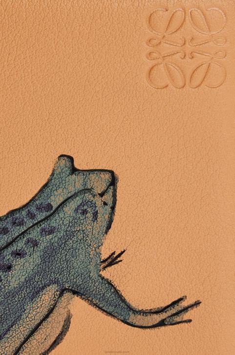 Loewe Frog compact zip wallet in classic calf 688V1305 Women Warm Desert