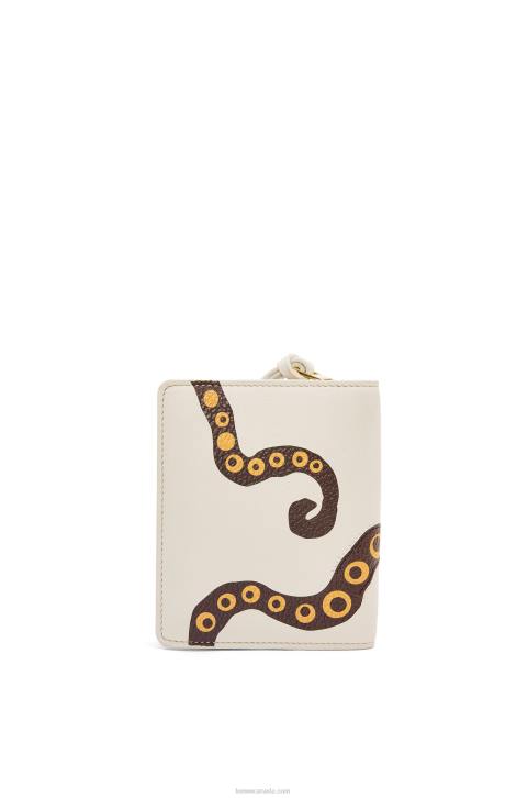 Loewe Octopus compact zip wallet in classic calf 688V1304 Women Soft White