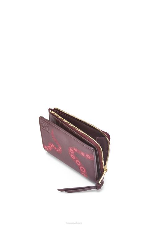Loewe Octopus slim zip wallet in classic calfskin 688V1303 Women Prune
