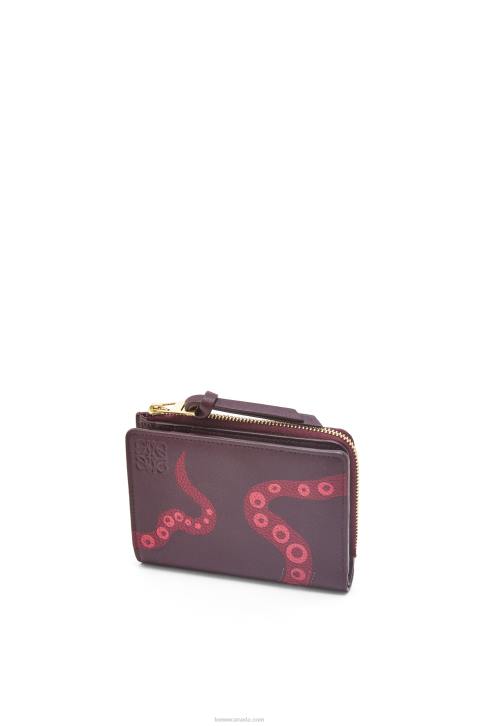 Loewe Octopus slim zip wallet in classic calfskin 688V1303 Women Prune