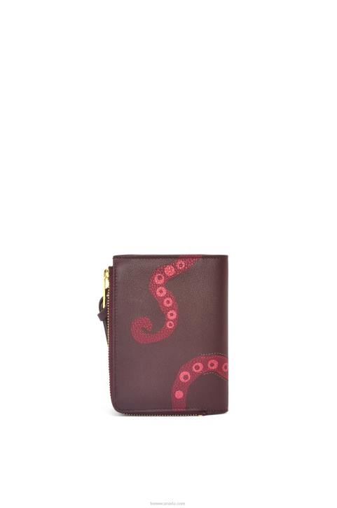 Loewe Octopus slim zip wallet in classic calfskin 688V1303 Women Prune