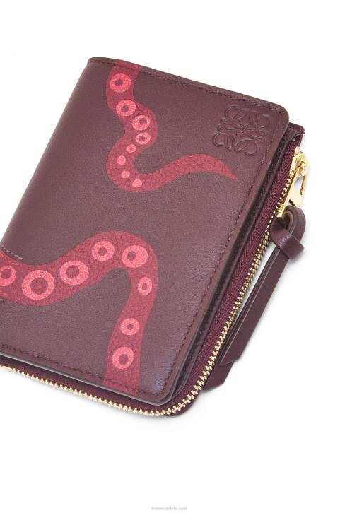 Loewe Octopus slim zip wallet in classic calfskin 688V1303 Women Prune