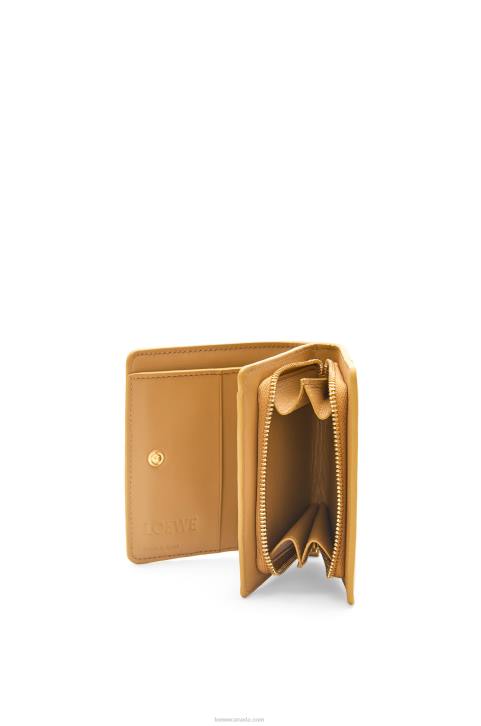 Loewe Puzzle compact zip wallet in classic calfskin 688V1212 Women Angora/Dusty Beige