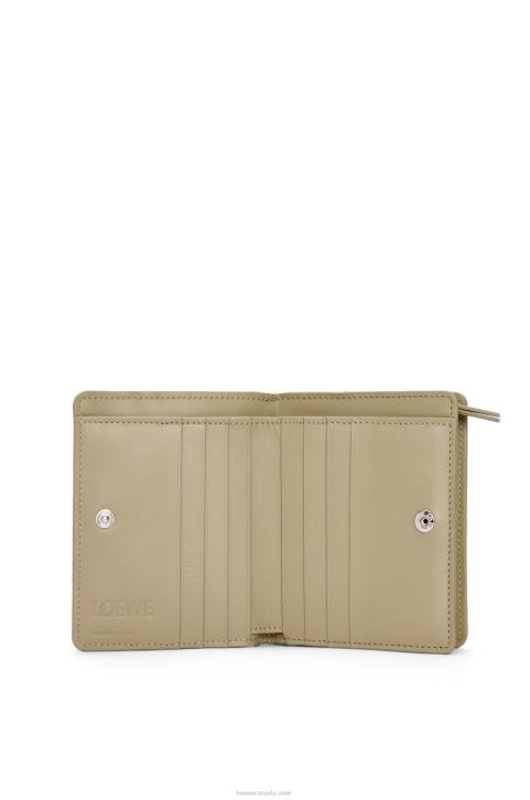 Loewe Puzzle compact zip wallet in classic calfskin 688V1213 Women Dusty Blue/Sage Green