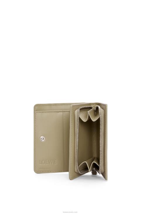 Loewe Puzzle compact zip wallet in classic calfskin 688V1213 Women Dusty Blue/Sage Green