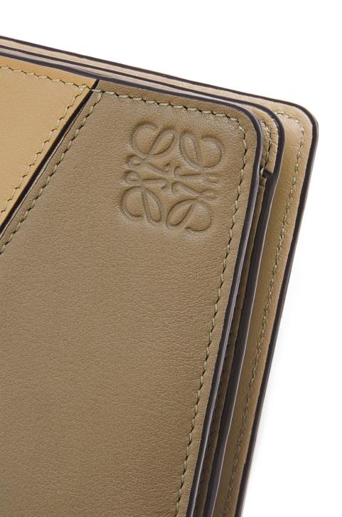 Loewe Puzzle compact zip wallet in classic calfskin 688V1259 Women Clay Green/Butter