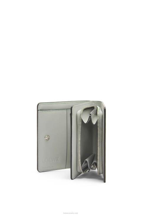 Loewe Puzzle compact zip wallet in classic calfskin 688V1261 Women Ash Grey/Light Celadon