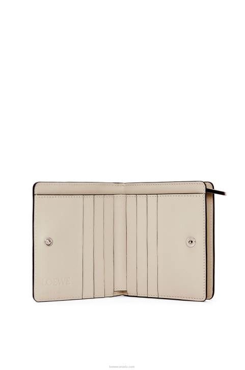 Loewe Puzzle compact zip wallet in classic calfskin 688V1262 Women Lime Yellow/Light Oat