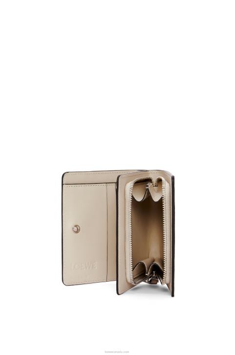 Loewe Puzzle compact zip wallet in classic calfskin 688V1262 Women Lime Yellow/Light Oat