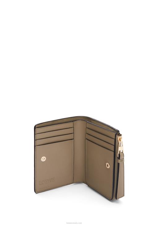 Loewe Puzzle slim bifold wallet in classic calf 688V1258 Women Clay Green/Butter