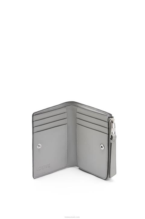 Loewe Puzzle slim bifold wallet in classic calf 688V1260 Women Ash Grey/Light Celadon