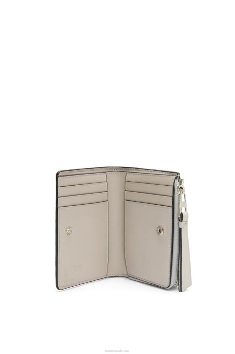 Loewe Puzzle slim bifold wallet in classic calf 688V1263 Women Ghost/Peach Bloom