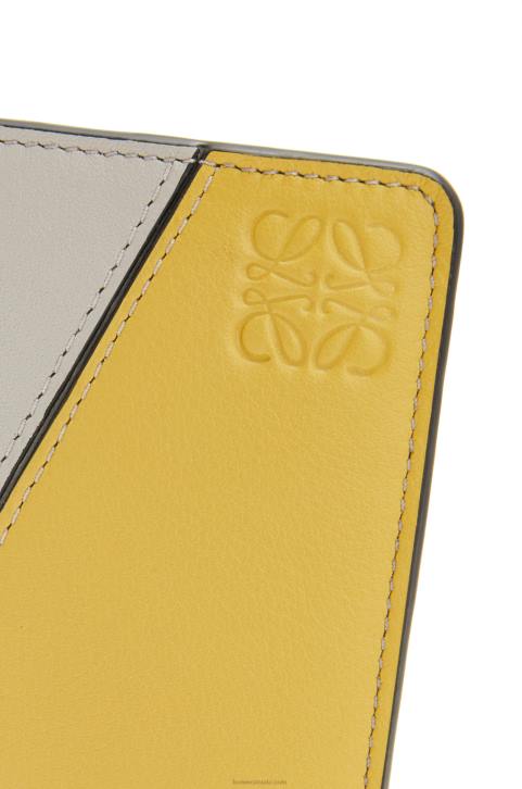 Loewe Puzzle slim bifold wallet in classic calf 688V1263 Women Ghost/Peach Bloom