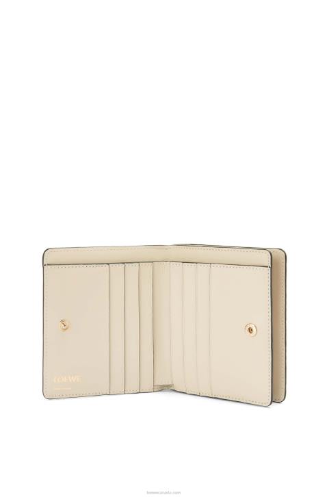 Loewe Repeat compact zip wallet in embossed silk calfskin 688V1272 Women Light Oat