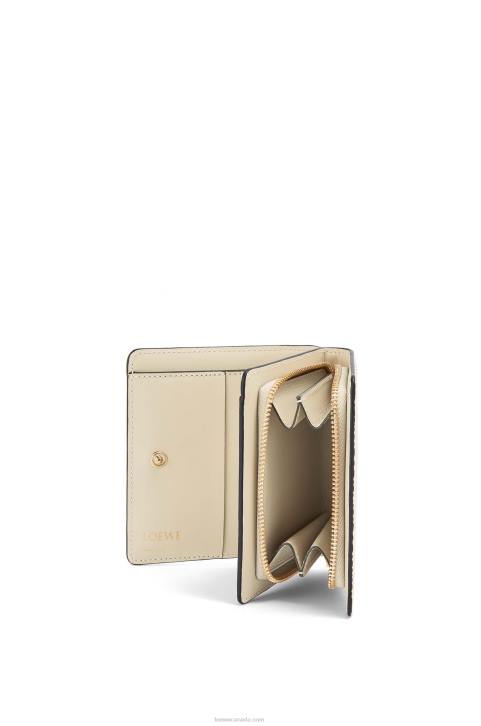 Loewe Repeat compact zip wallet in embossed silk calfskin 688V1272 Women Light Oat
