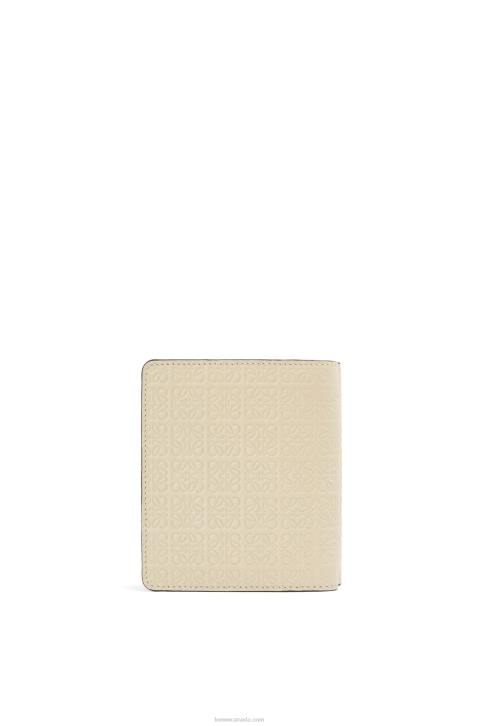Loewe Repeat compact zip wallet in embossed silk calfskin 688V1272 Women Light Oat