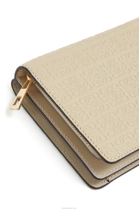 Loewe Repeat compact zip wallet in embossed silk calfskin 688V1272 Women Light Oat