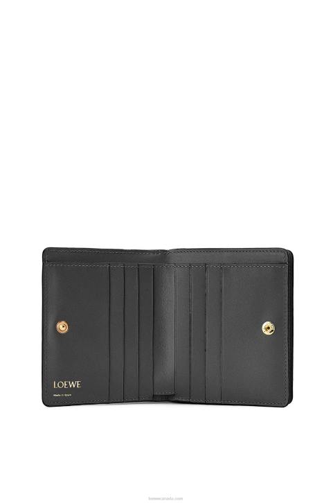 Loewe Repeat compact zip wallet in embossed silk calfskin 688V1275 Women Black