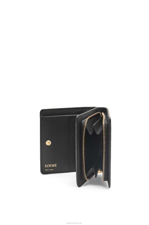 Loewe Repeat compact zip wallet in embossed silk calfskin 688V1275 Women Black