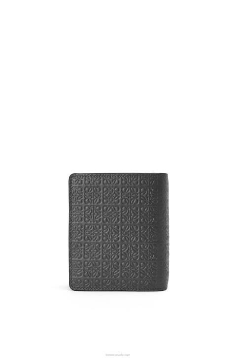 Loewe Repeat compact zip wallet in embossed silk calfskin 688V1275 Women Black