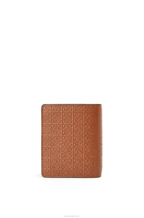 Loewe Repeat compact zip wallet in embossed silk calfskin 688V1281 Women Tan