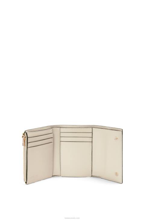 Loewe Repeat small vertical wallet in embossed silk calfskin 688V1273 Women Light Oat
