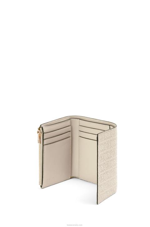 Loewe Repeat small vertical wallet in embossed silk calfskin 688V1273 Women Light Oat
